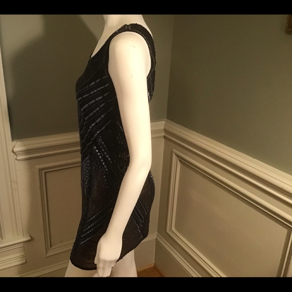 Black sequin cocktail dress, size 0 - Picture 2 of 9